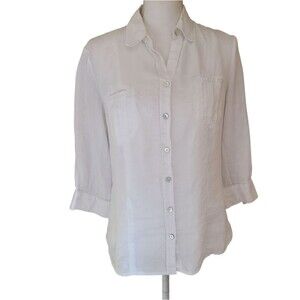 charter club 100% linen button-up shirt womens size 10 white
